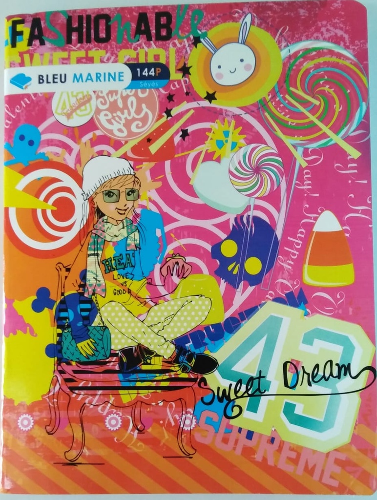 CAHIER 144P PF 60G BLEU MARINE