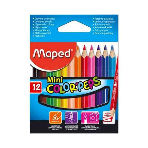 CRAYONS DE COULEUR COURT 12PCS MAPED
