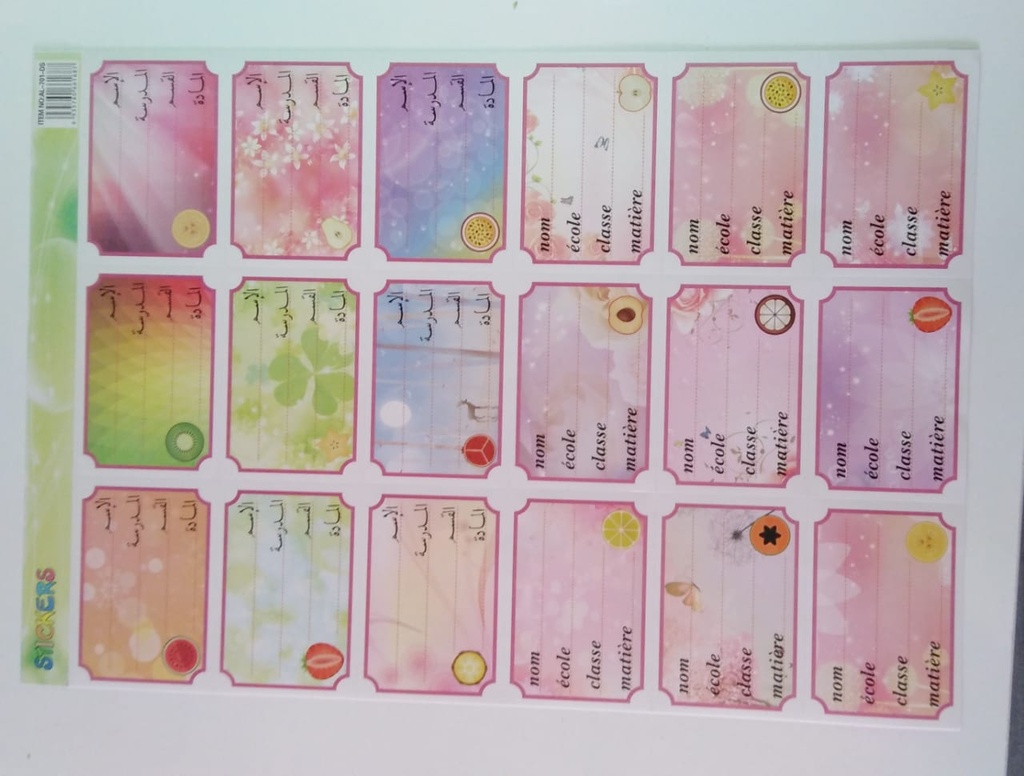 ETIQUETTES SCOLAIRES STICKERS 18U