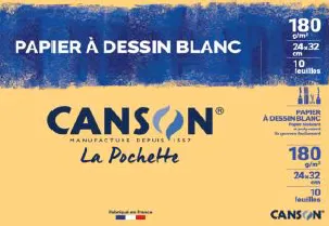 [C237701] PAPIER DESSIN CANSON BLANC 180G 10F 24X32