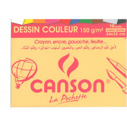 PAPIER DESSIN CANSON COULEUR 150G 10F 24X32