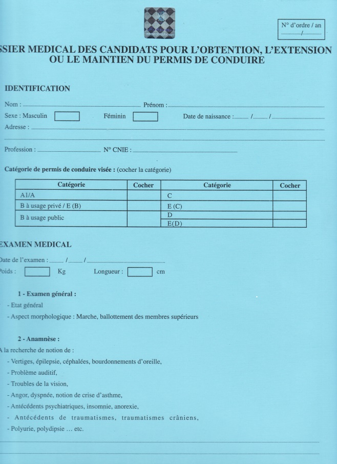 PERMIS | CERTIFICAT MEDICAL 3VOLETS