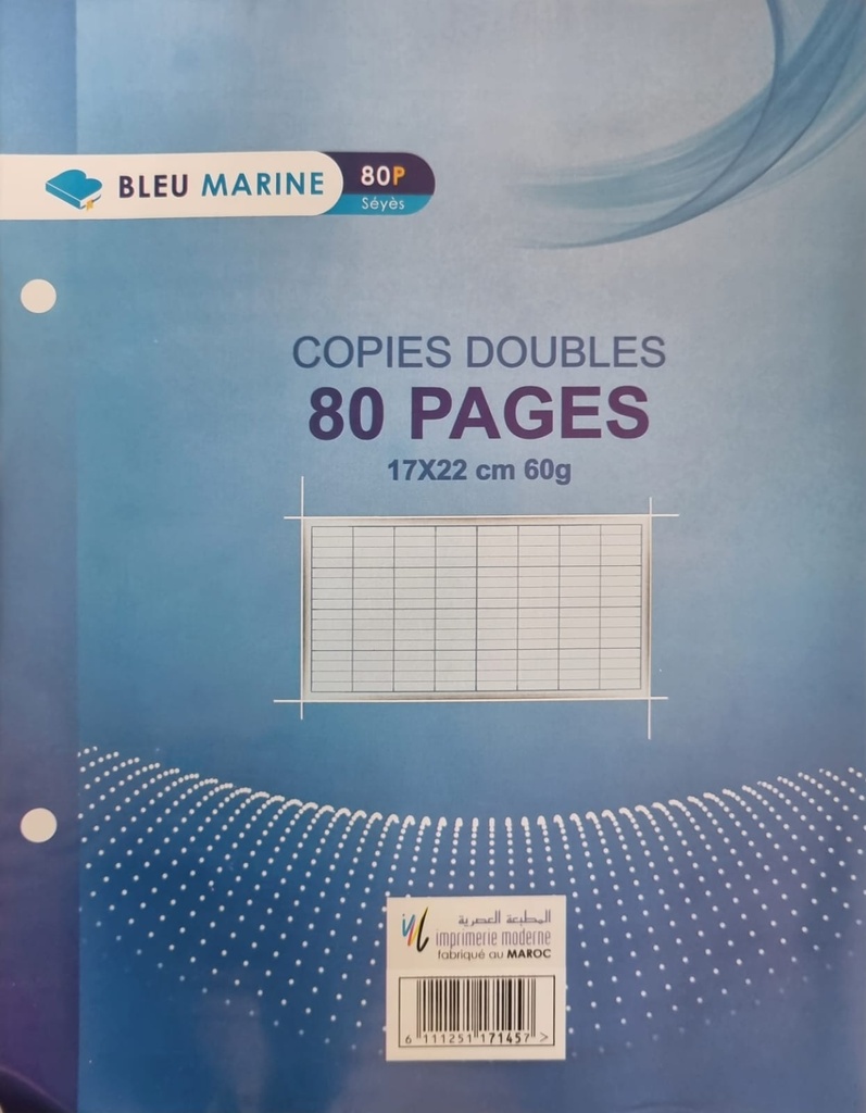 FEUILLES DOUBLE 80P 17x22 60G BLEU MARINE - COULEURS (Bleu)