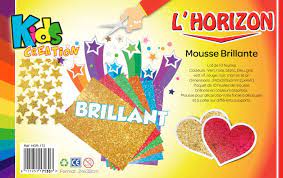 PAPIER MOUSSE A4 PAILLETE 10 COULEURS - L'HORIZON