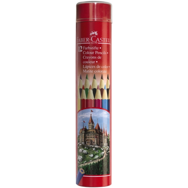 CRAYONS DE COULEUR BOITE RONDE 12 FABER-CASTELL