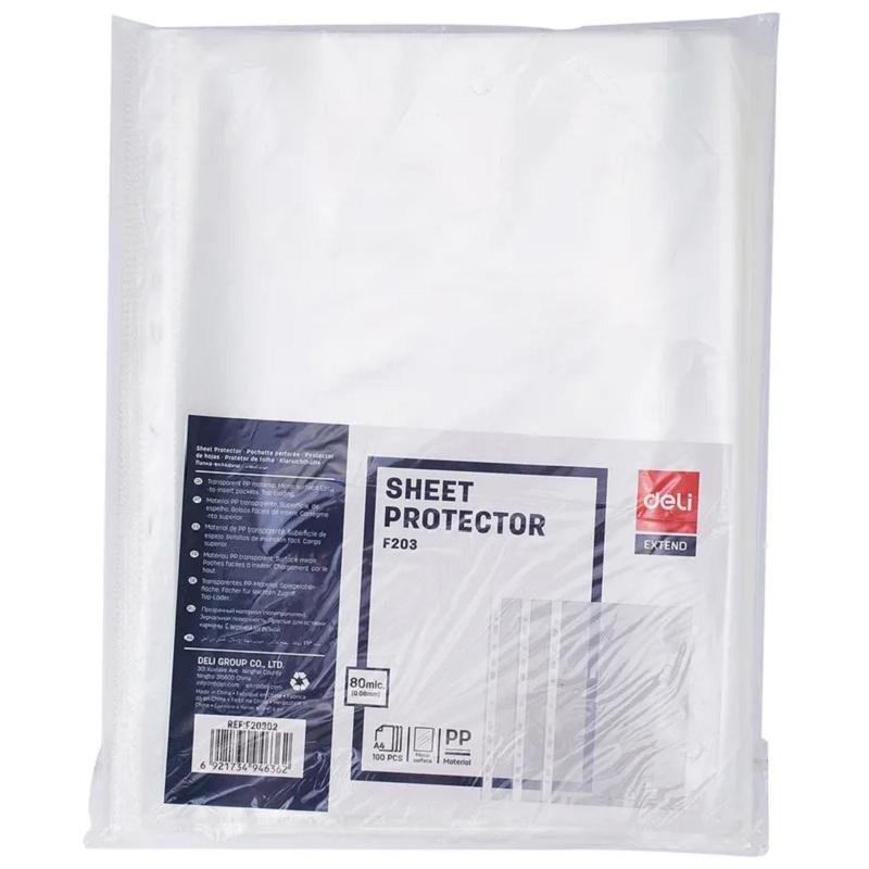 PAQUET 100 POCHETTES PERFOREES DELI A4 80 MIC