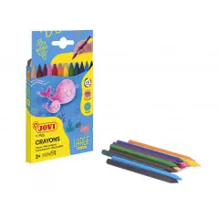 [912] BOITE 12 CRAYONS DE COULEUR PLASTIQUE HEX JOVI