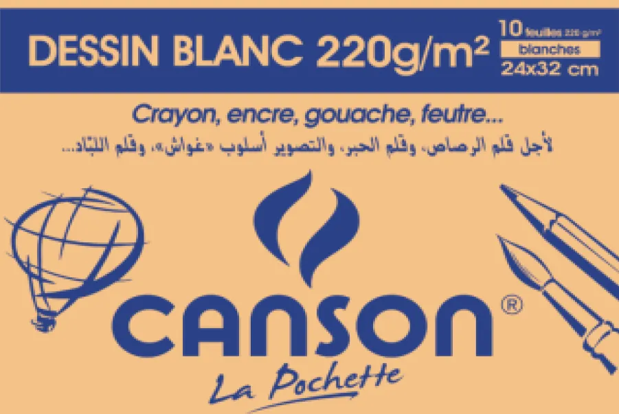 [85135] PAPIER DESSIN CANSON BLANC 220G10F 24X32