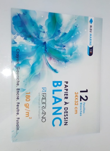 PAPIER DESSIN BLEU MARINE 12F 24X32 180G