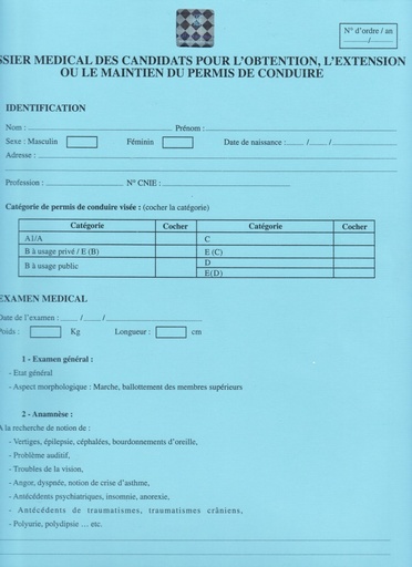 PERMIS | CERTIFICAT MEDICAL 3VOLETS