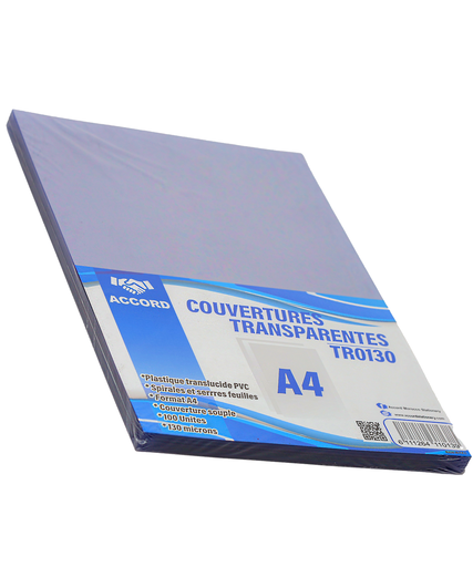 COUVERTURE PLASTIFIEE PVC A4 ACCORD 130 MIC (PAQUET 100)