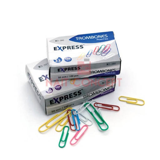 TROMBONES PLASTIQUE 33MM COULEUR EXPRESS OFFICE